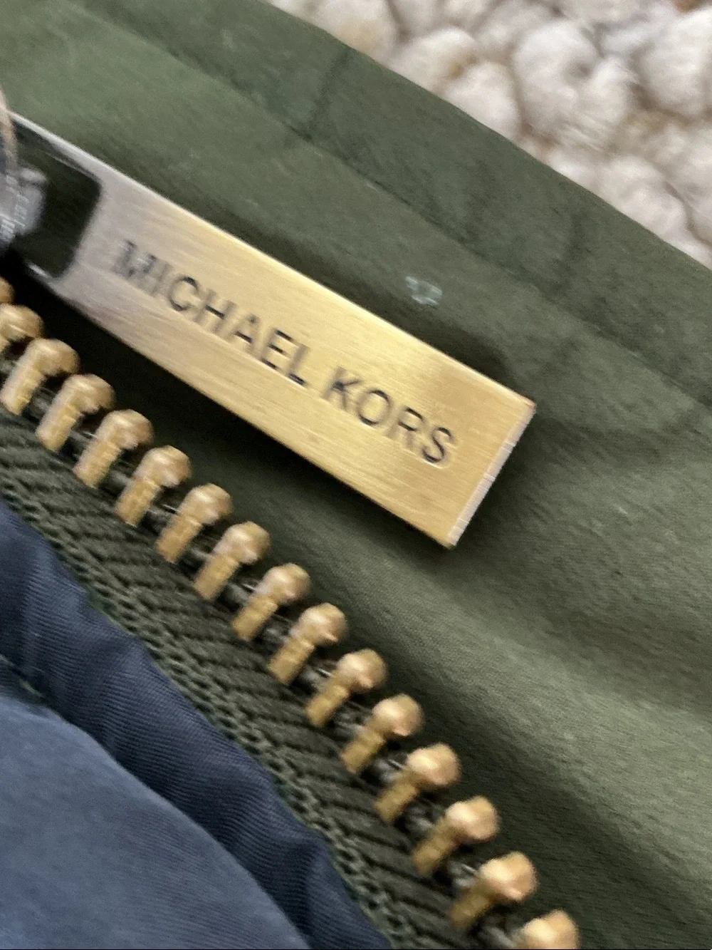 MICHAEL Michael Kors olive and beige label tag